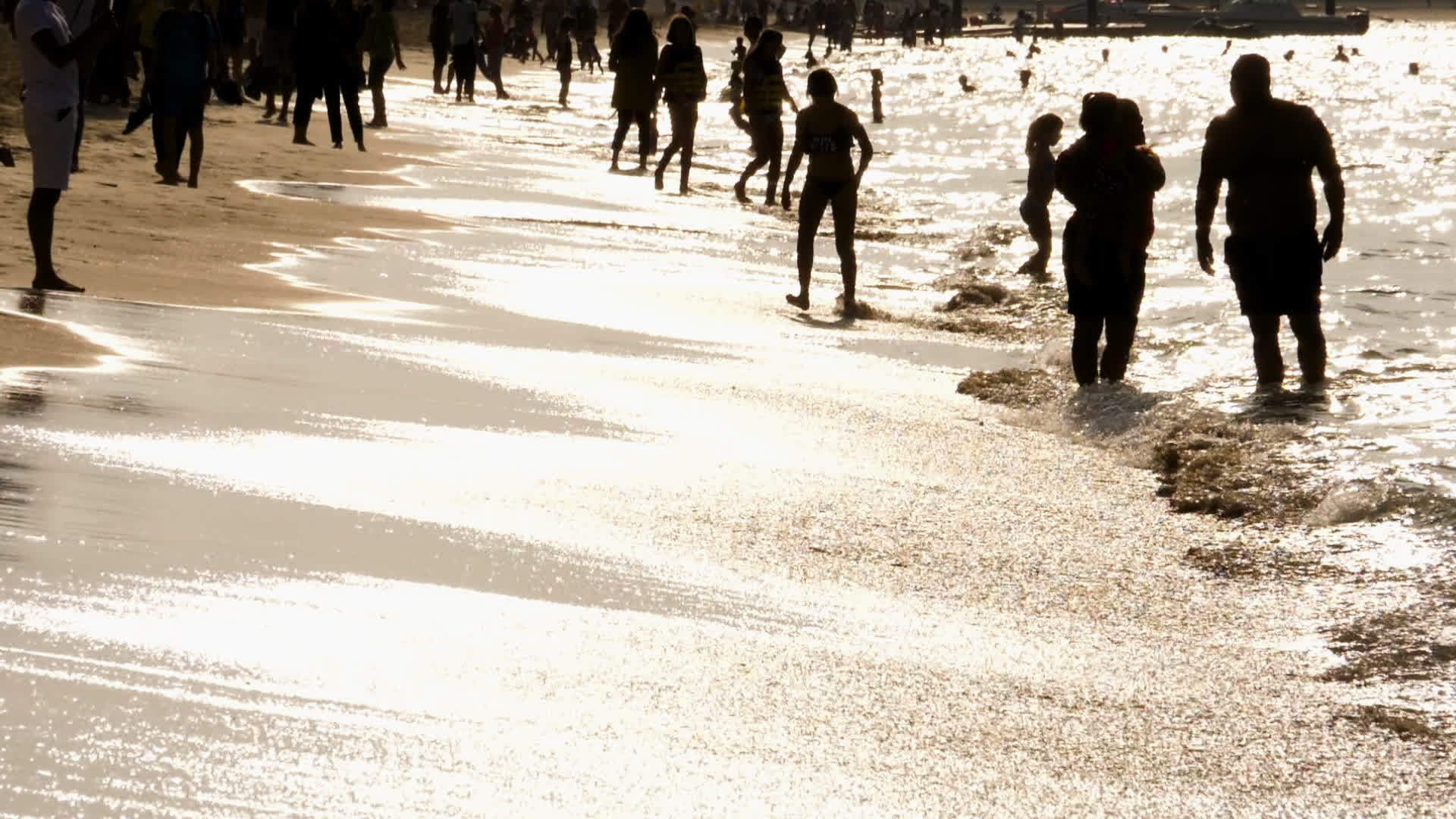 日落时沙滩上的轮影视频的预览图