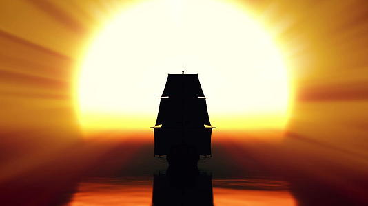 旧船在海上日落视频的预览图