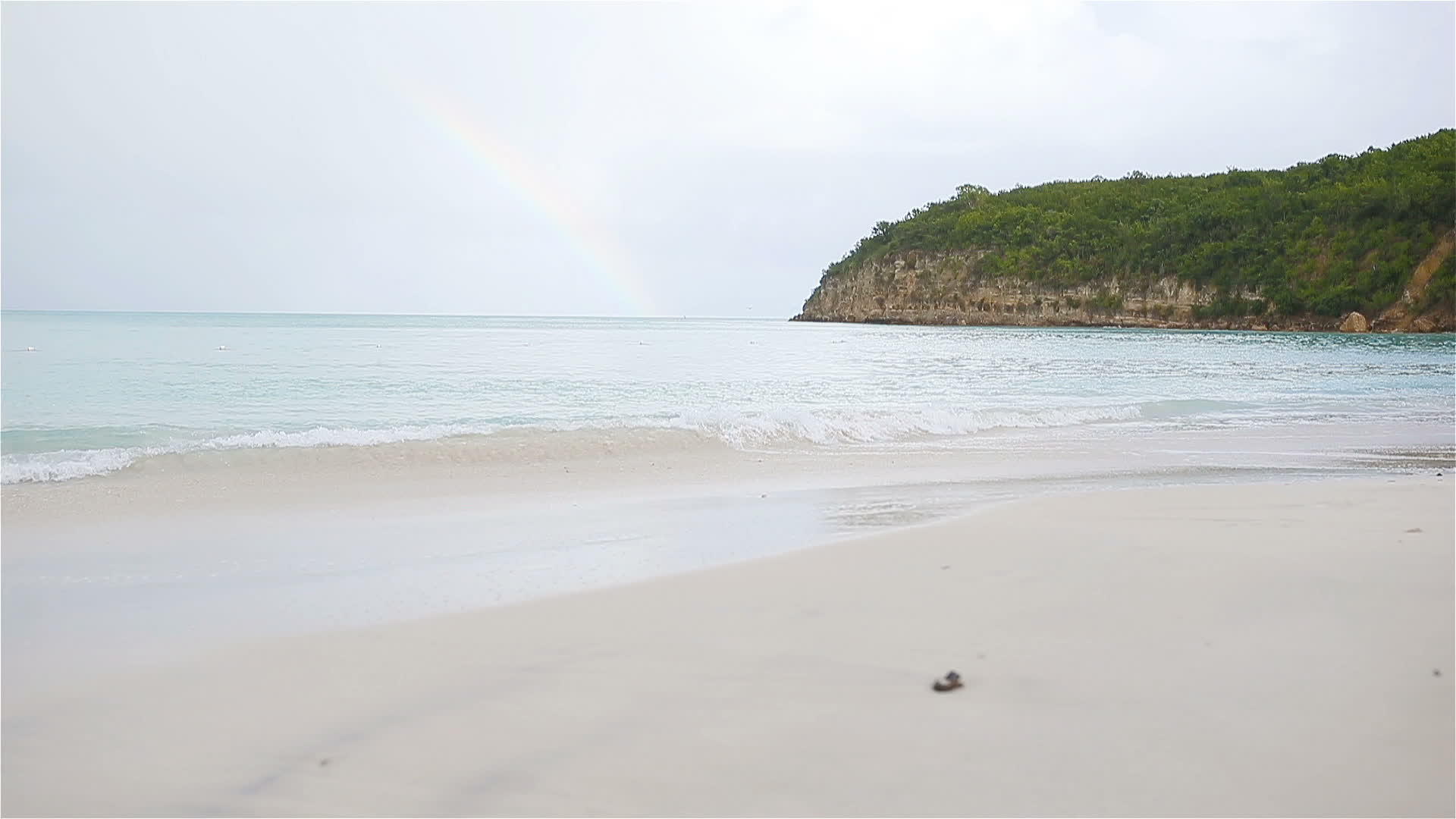 热带长河热带海滩白沙松绿色海洋水西里贝岛蓝天视频的预览图