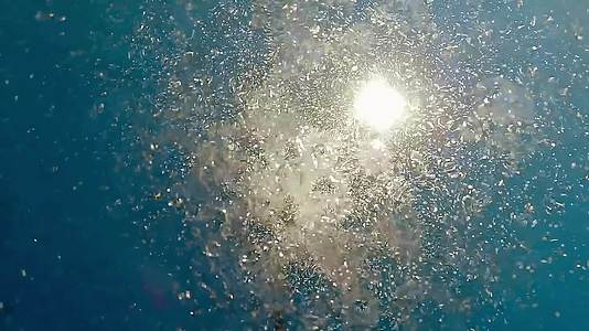 沙滩淋浴水滴落在摄像机上慢慢地向蓝天移动视频的预览图