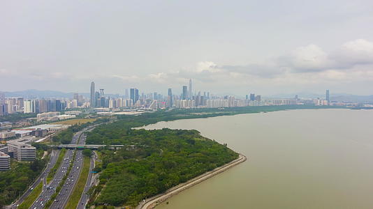 深圳城市日复一日Futian城市天际线和海湾公园视频的预览图