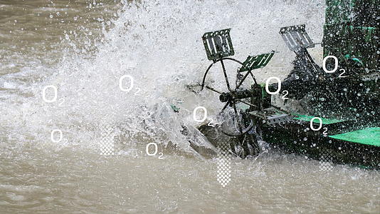 曝气器涡轮机叶轮用于向带有氧气符号的水源添加氧气视频的预览图