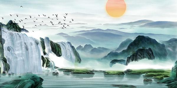 彩色山水风景画视频的预览图