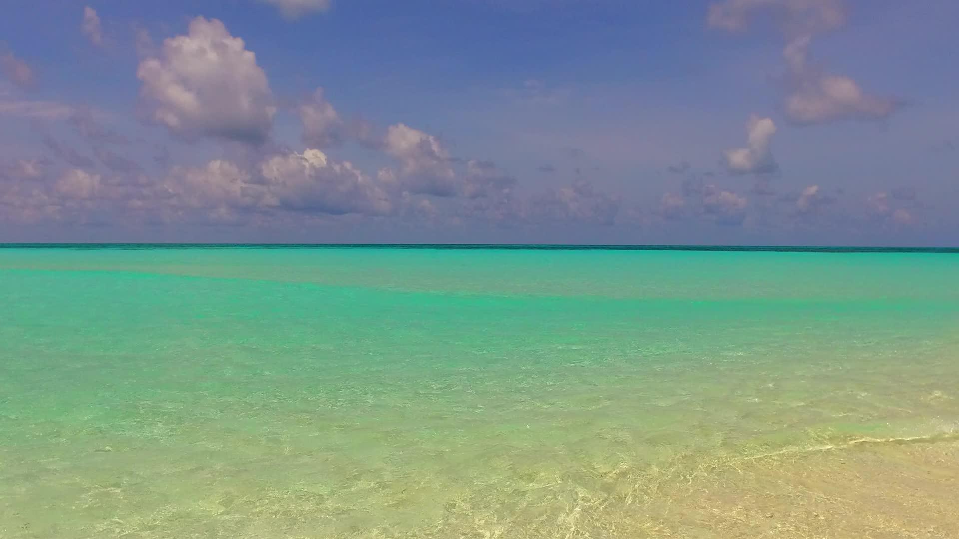 阳光下明亮的沙质背景蓝色的海洋异国情调的海滩生活视频的预览图