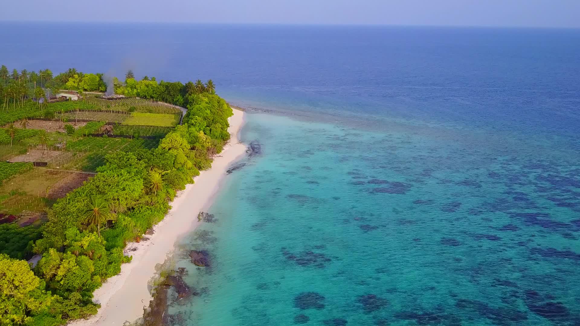 白色沙沙背景的蓝色海面在光天化日落前被切断视频的预览图