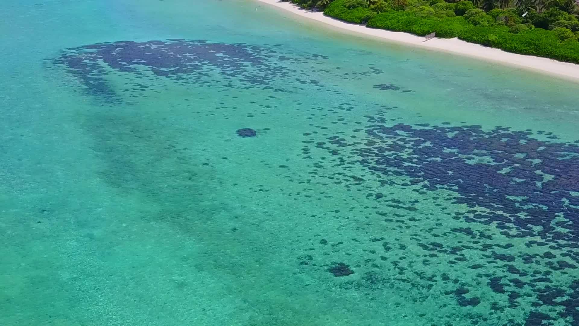 在浅海和冲浪附近清洁海滩的背景下天堂海岸海滩假日关闭视频的预览图