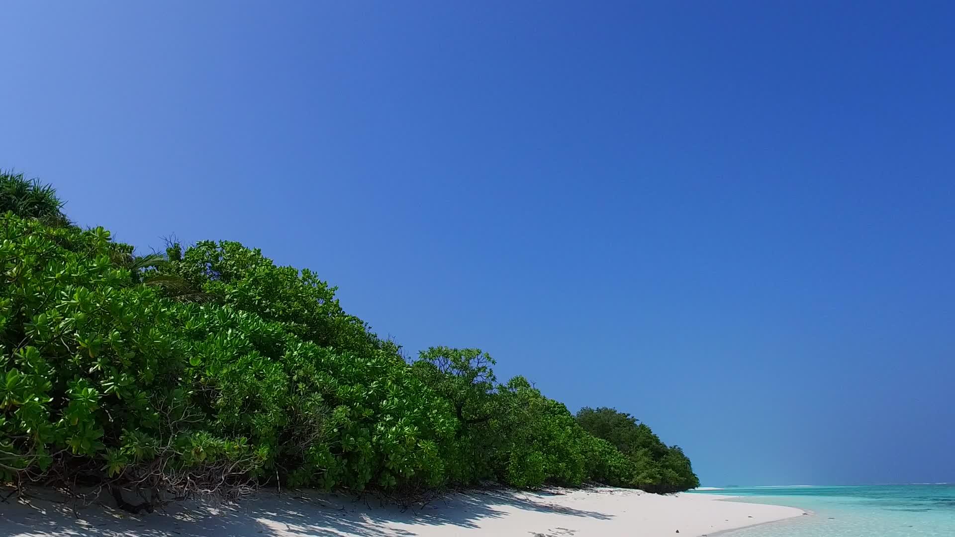 蓝洋环礁湖海滩的生活方式蓝海和冲浪附近的白沙背景视频的预览图