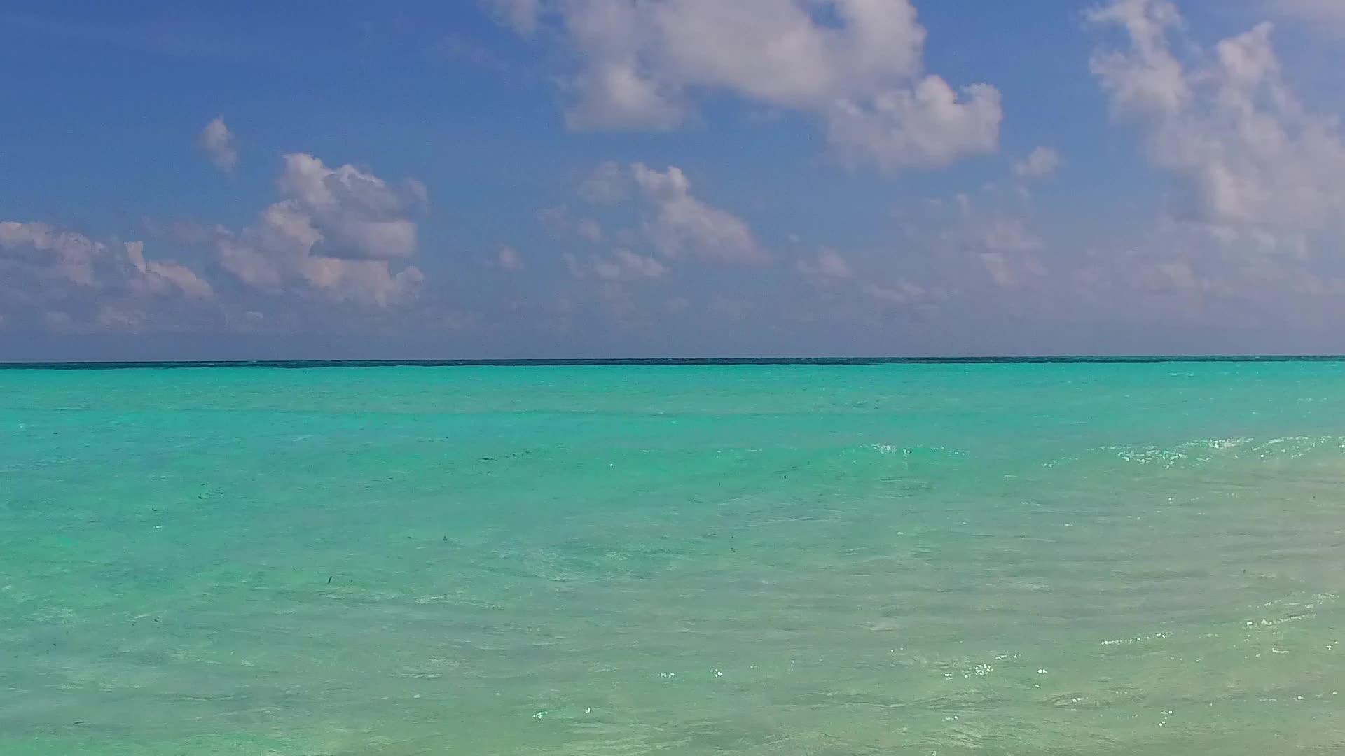 清晰的环礁湖和阳光下清洁海滩背景的奇怪海岸线视频的预览图