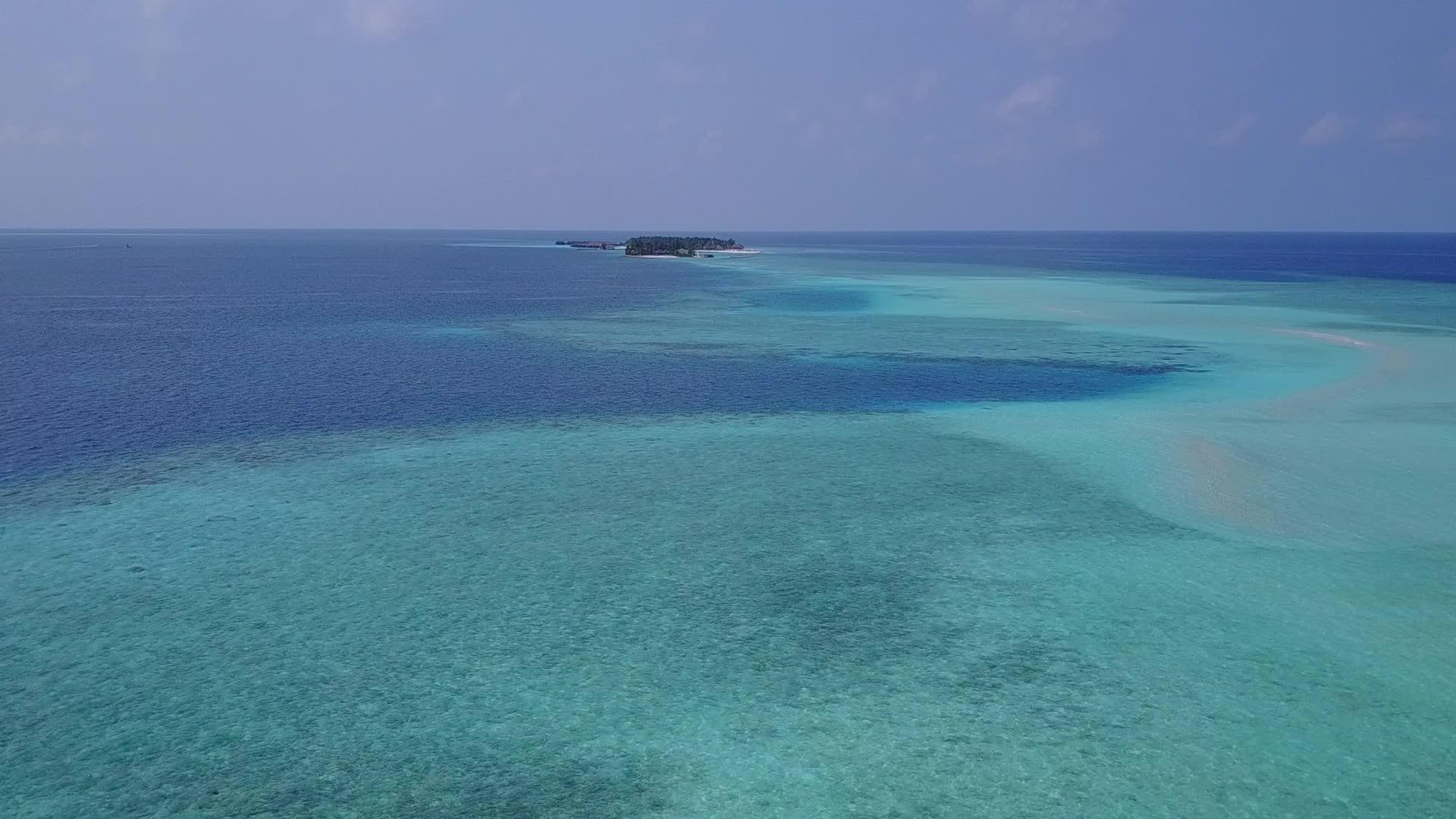 海滨海滩野生动物的空荡荡的全景蓝水靠近海浪视频的预览图