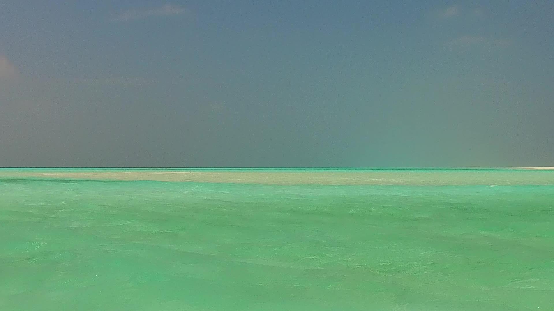 在度假胜地附近的浅环礁湖和白沙背景下的海滩生活方式视频的预览图
