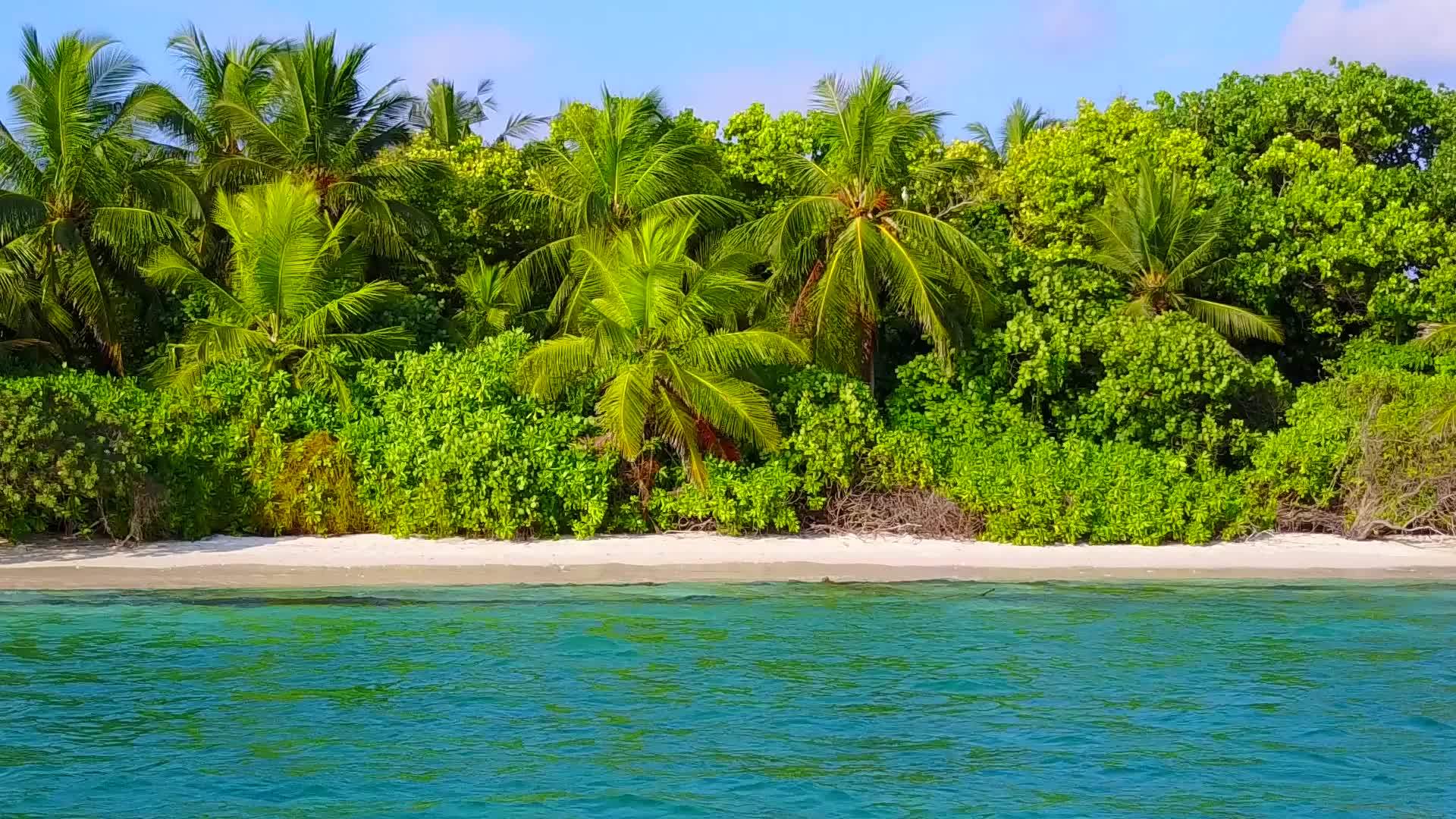 蓝色的绿色水和接近冲浪的白色沙沙背景完美的岛屿海滩视频的预览图