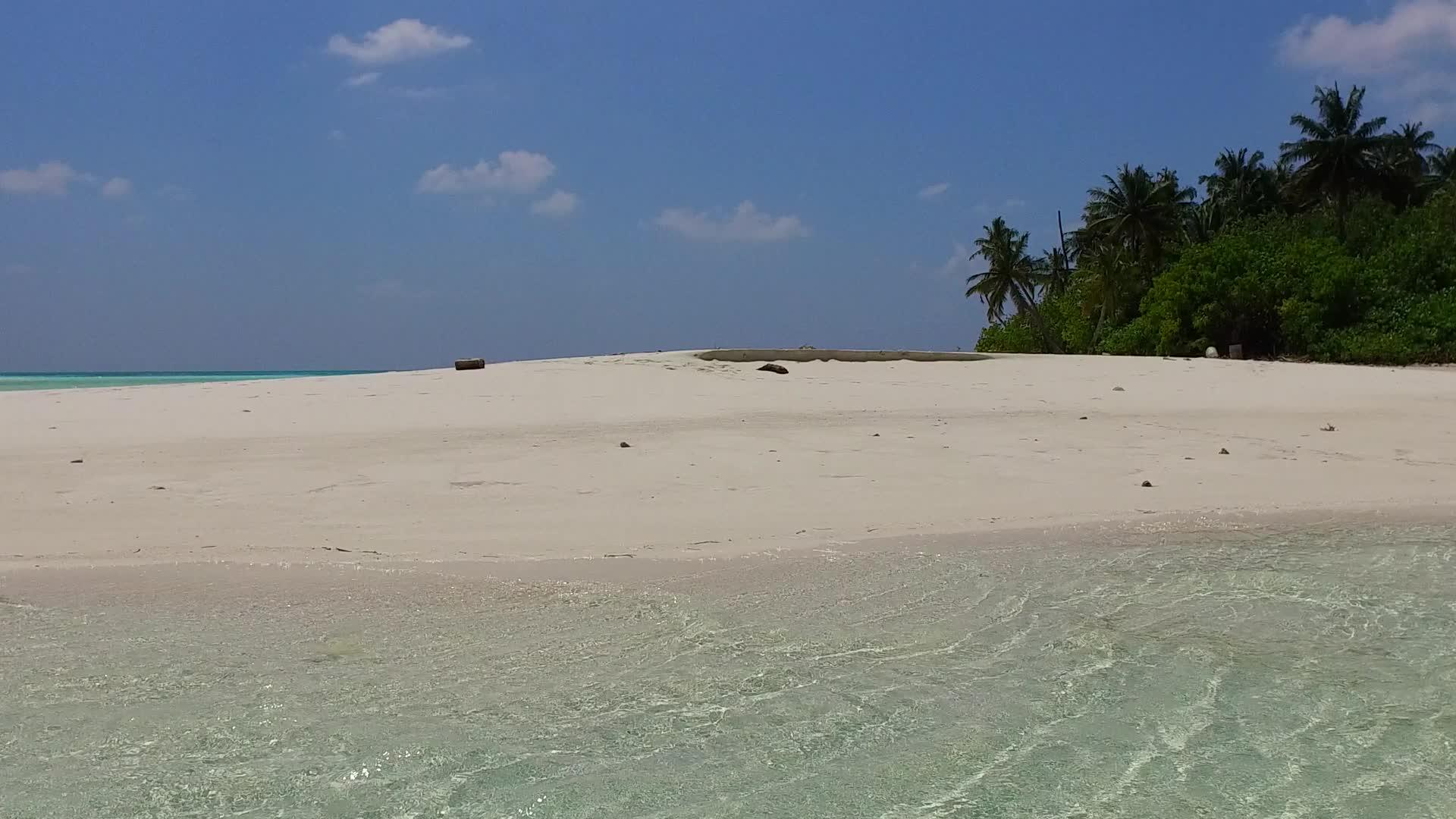 阳光明媚的豪华岛屿海滩天空通过透明的海洋生活方式视频的预览图