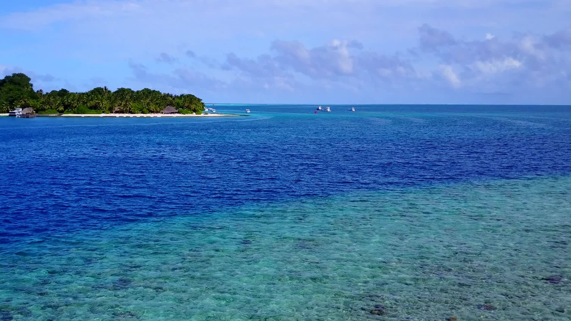 在海浪附近在透明的水和白色的海滩背景下阳光明媚松散视频的预览图
