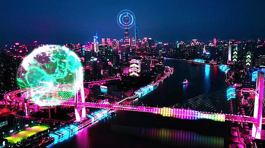 南浦大桥赛博朋克背景素材视频的预览图