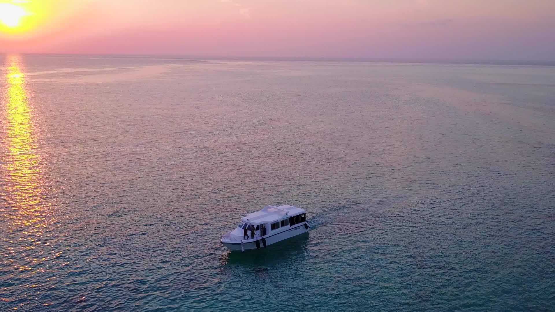 日落前白沙背景蓝海天堂度假村海滩野生动物空旷视频的预览图