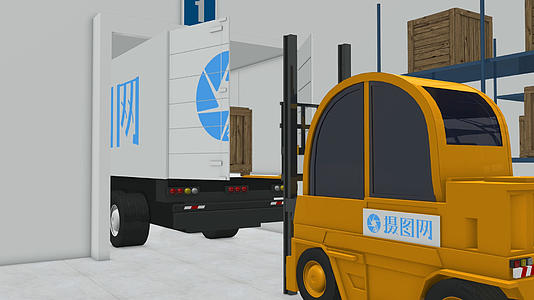 仓库叉车动画logo视频的预览图
