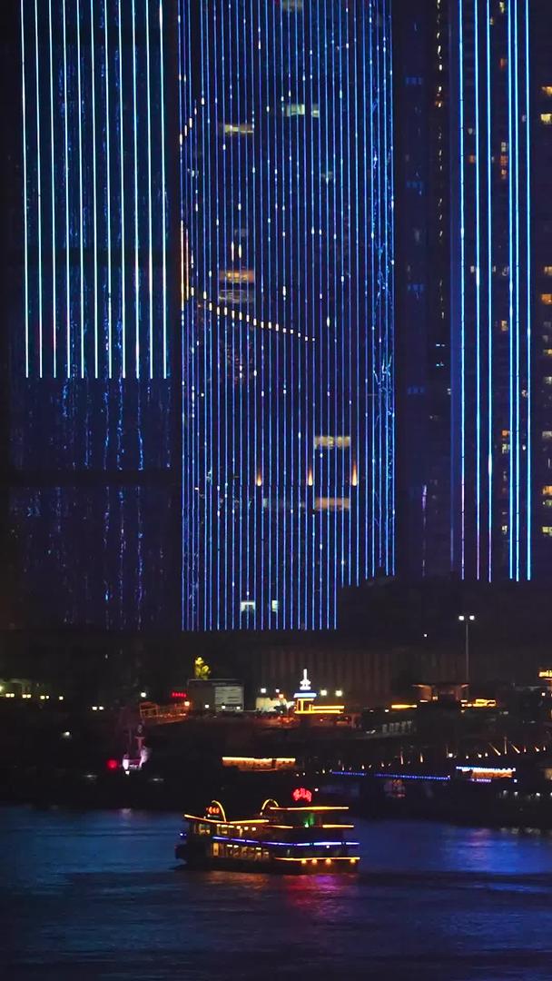 航拍城夜景江景灯光秀庆祝建党100周年献礼表演素材视频的预览图