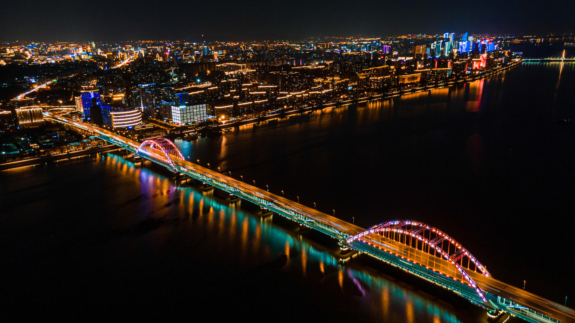 4K航拍震撼延时杭州城市大景复兴大桥视频的预览图