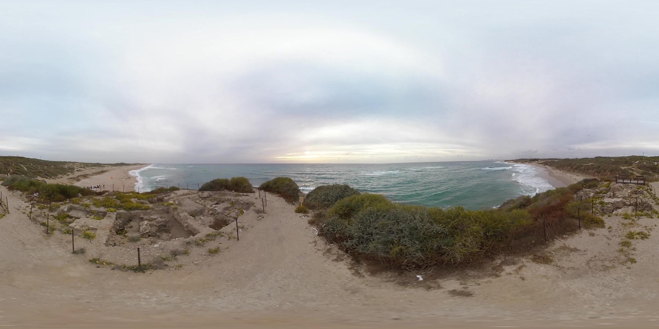 以色列Palmahim海滩日落的360VR延时拍摄视频的预览图