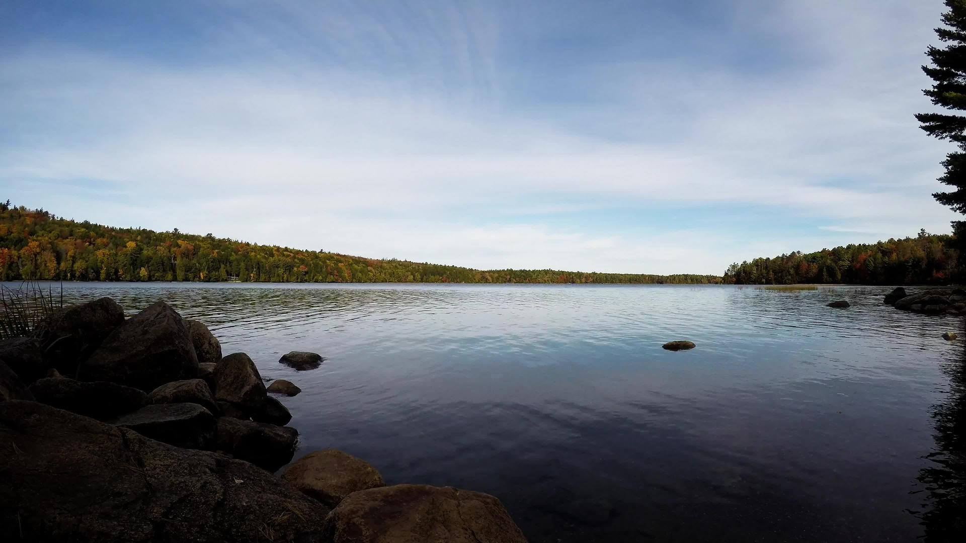 秋天的早晨湖附近的时间倒塌了视频的预览图