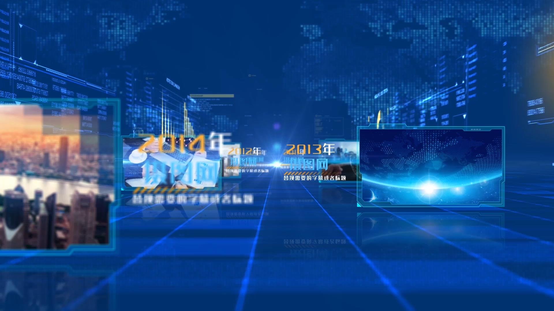 蓝色科技历程展示模板视频的预览图