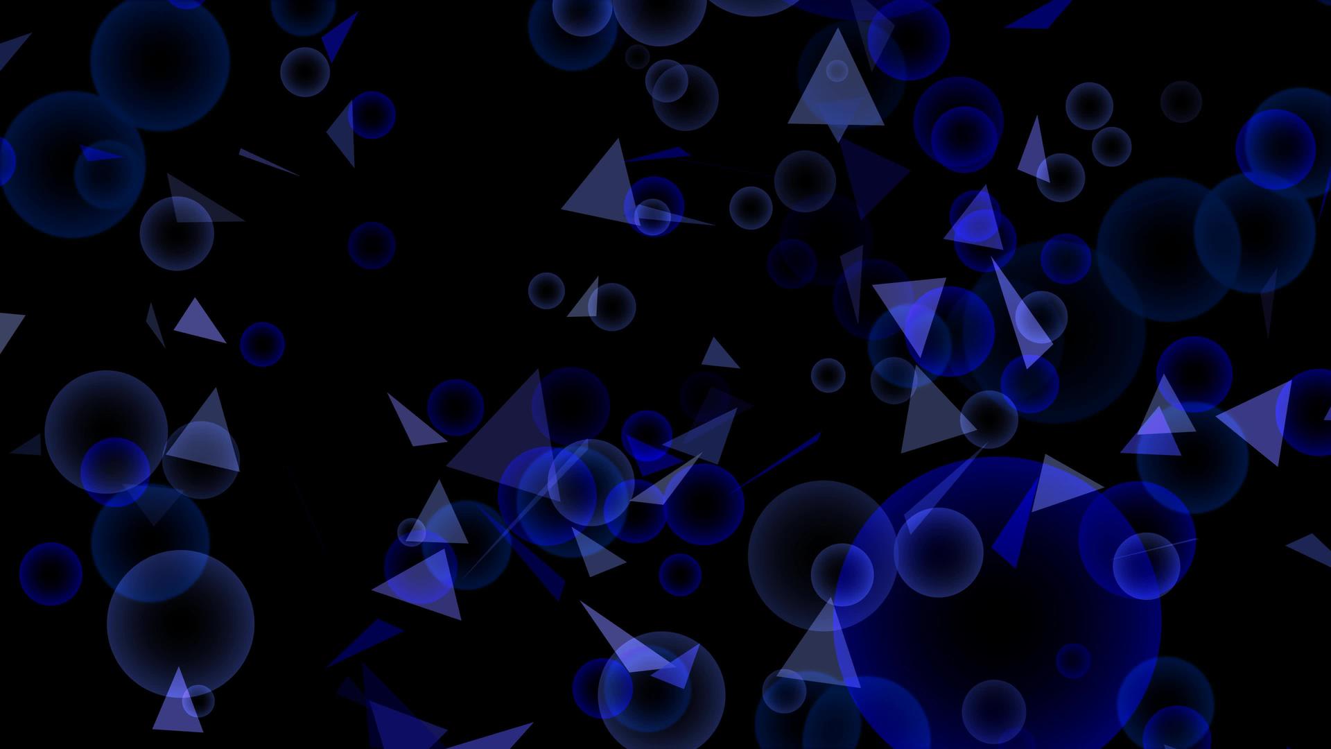 黑色屏幕背景上的黑色和蓝色颜色大小和模糊的三角形飞行动作视频的预览图