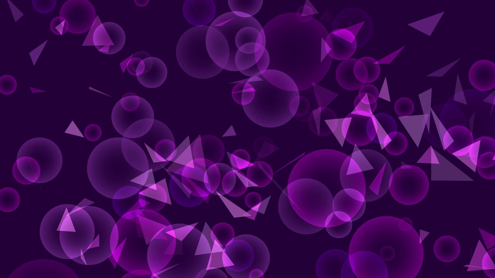 紫色紫色三角形气泡多大小和三驾驶紫色背景飞行运动视频的预览图