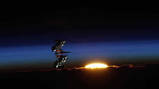 国际宇宙飞船在日落时漂浮在空间中视频的预览图