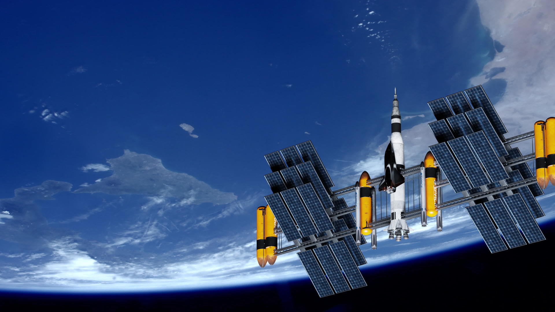 科学和教育空间卫星漂浮在地球轨道上视频的预览图