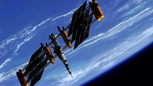 在地球轨道空间站停靠的航天器视频的预览图