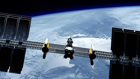 国际空间站漂浮在地球上空的轨道上视频的预览图