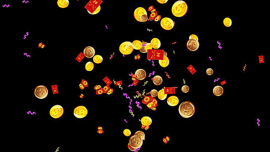 4K金币红包丝带喷涌元素视频的预览图