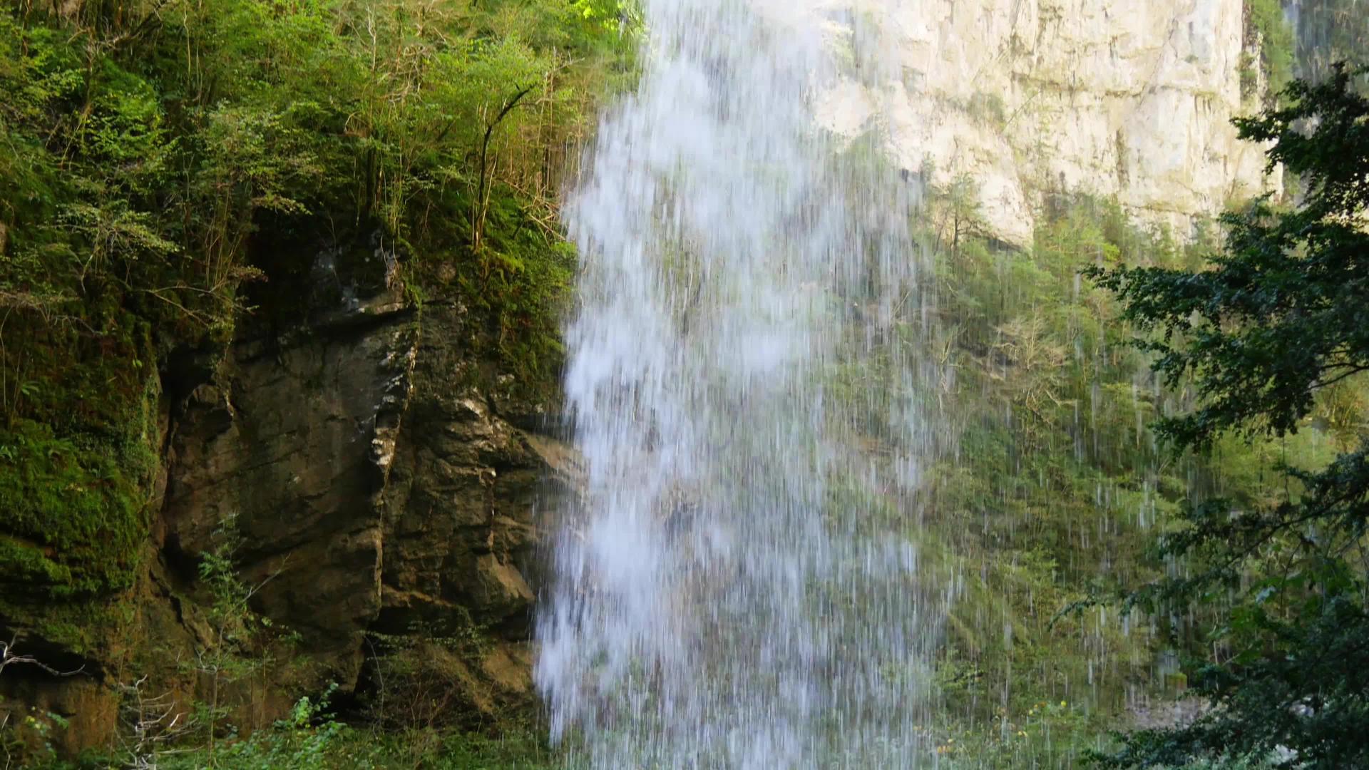 一座山和河流的瀑布在森林里视频的预览图