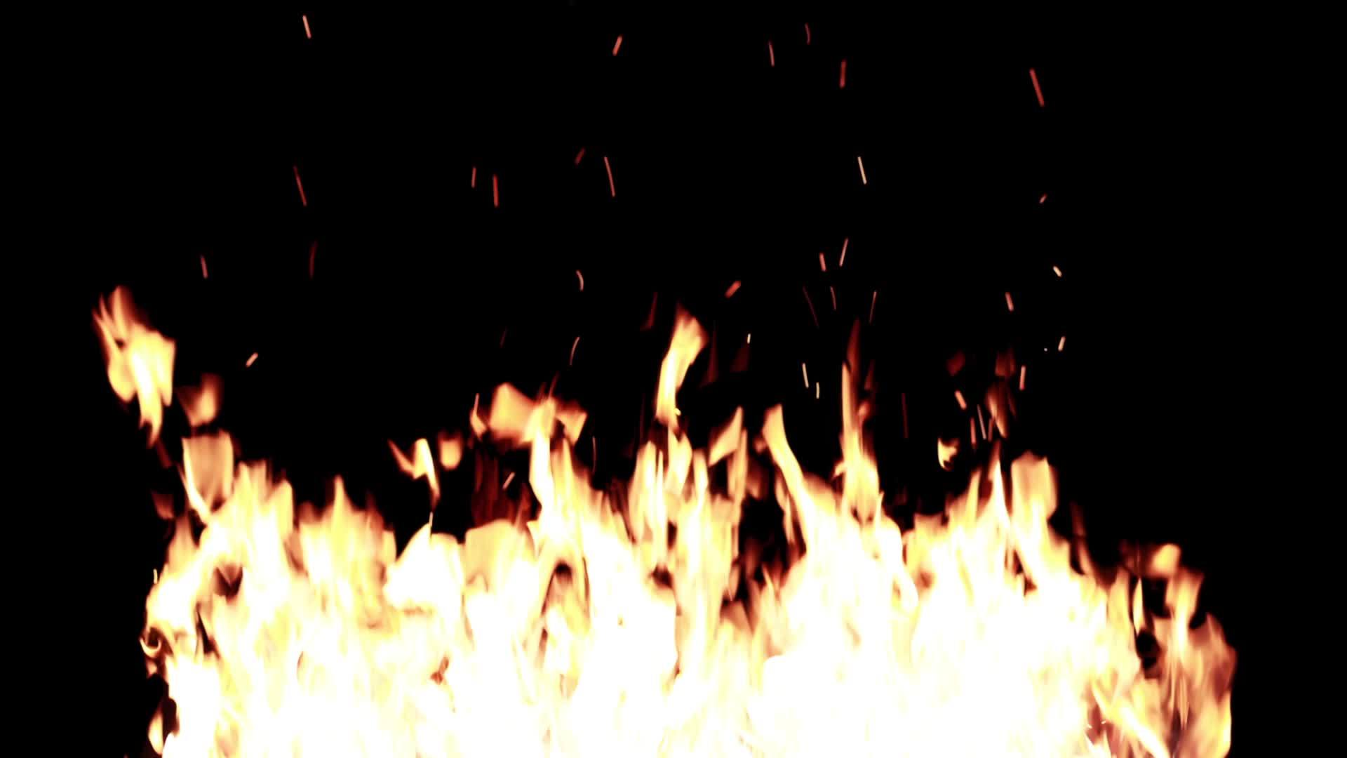 黑夜背景hd上点燃大火视频的预览图