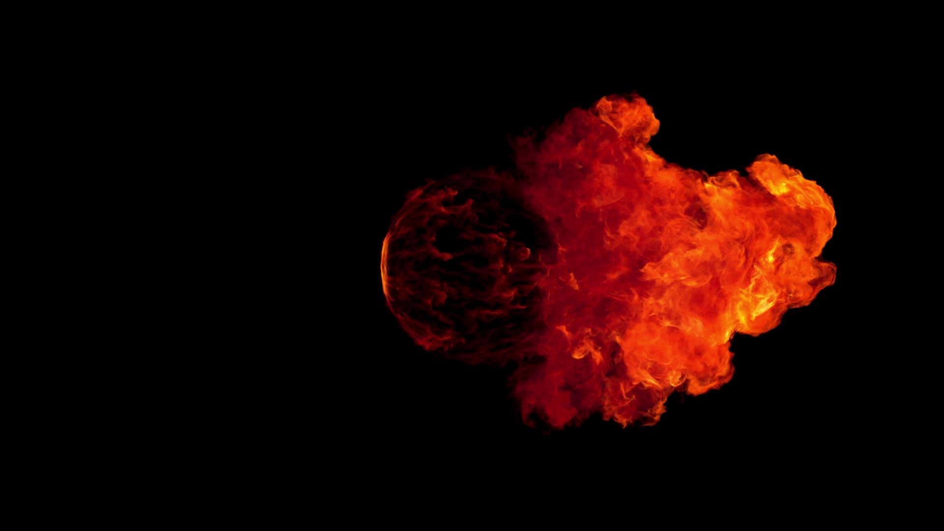 黑色背景上的圆形橙色火焰以黑色背景为单位视频的预览图