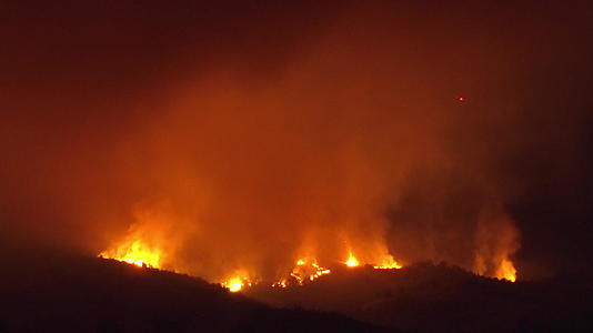 山林树木即将在红橙色的野火中燃烧视频的预览图