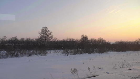 西伯利亚春天的日落风景视频的预览图