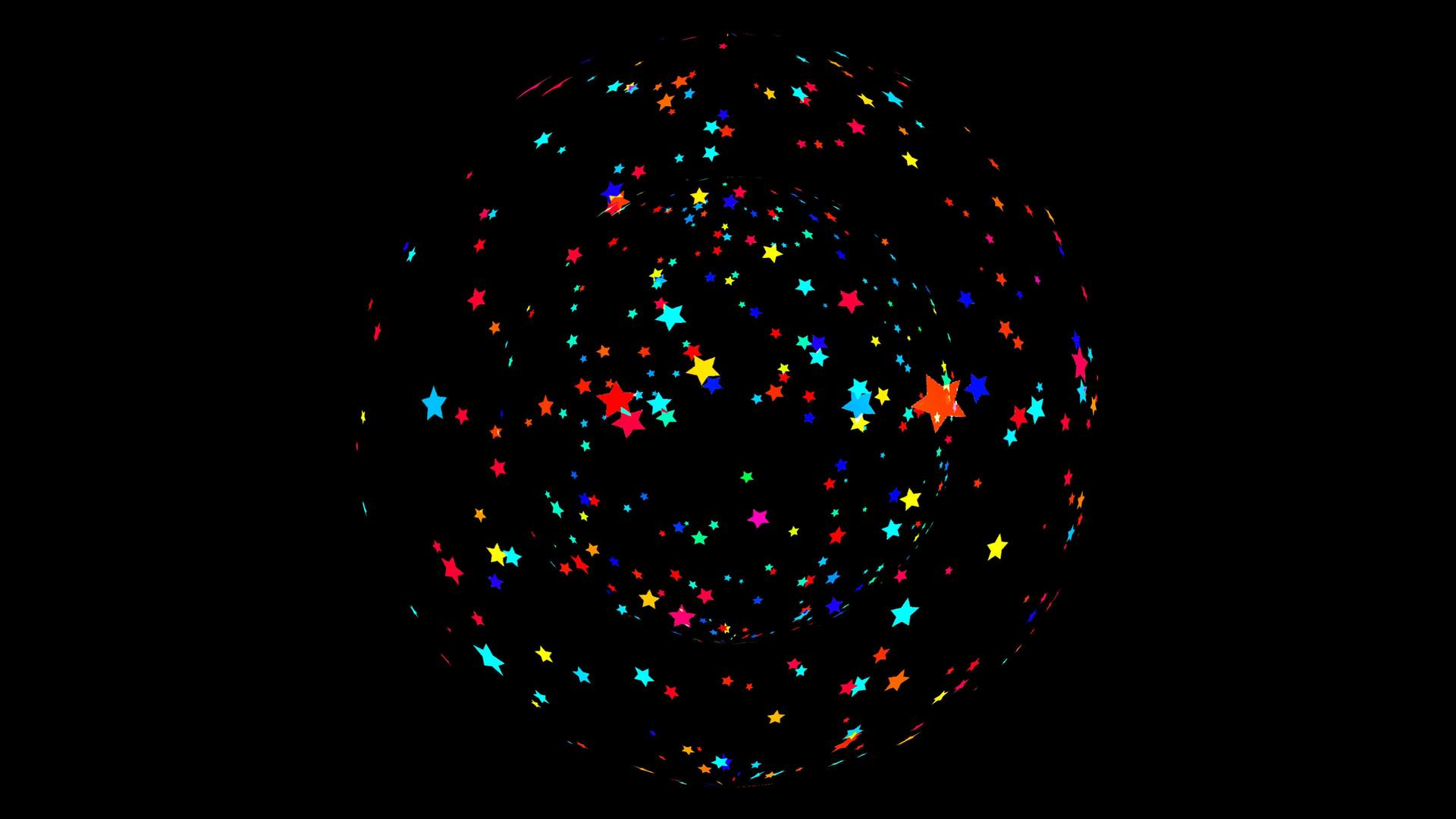 200颗彩虹色的恒星在球中滚动在球中慢慢落下最后最后落下视频的预览图