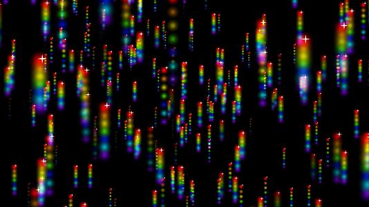 成千上万的抽象粒子彩虹模糊球白星元素慢慢漂浮在黑屏上视频的预览图