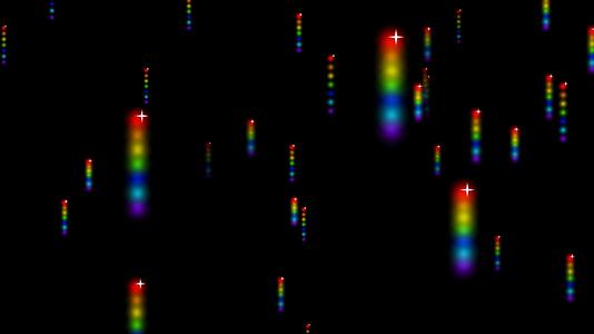 白星元素慢慢漂浮在黑色屏幕上褪色的微粒彩虹模糊球和白色彩虹模糊球视频的预览图