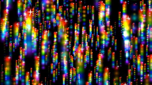 数以百万计的抽象粒子彩虹模糊球白星元素慢慢漂浮在黑屏上视频的预览图