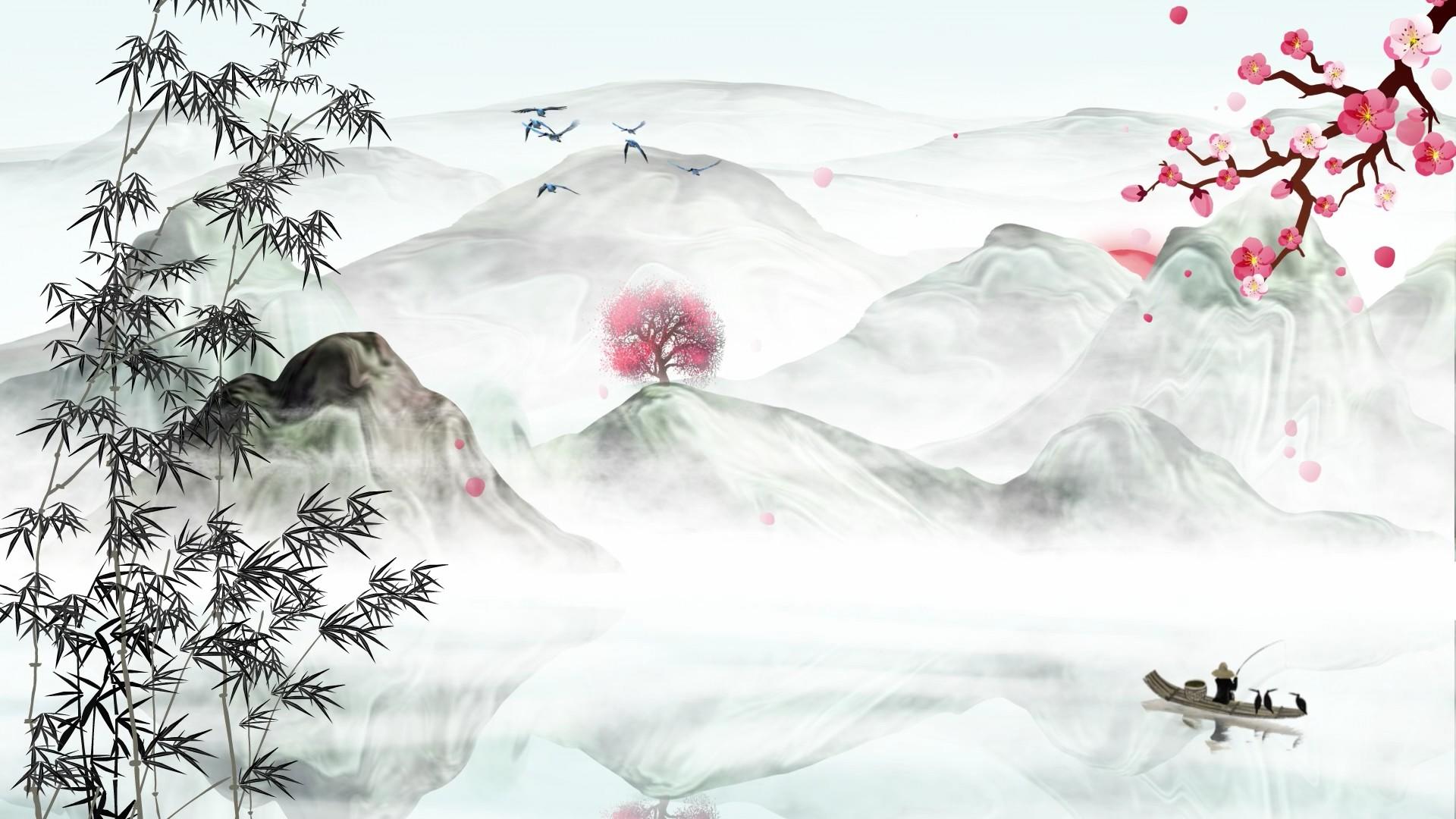 唯美中国风水墨背景视频的预览图