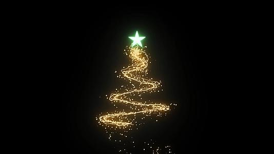 4K金色闪闪发光的粒子圣诞树带通道元素视频的预览图