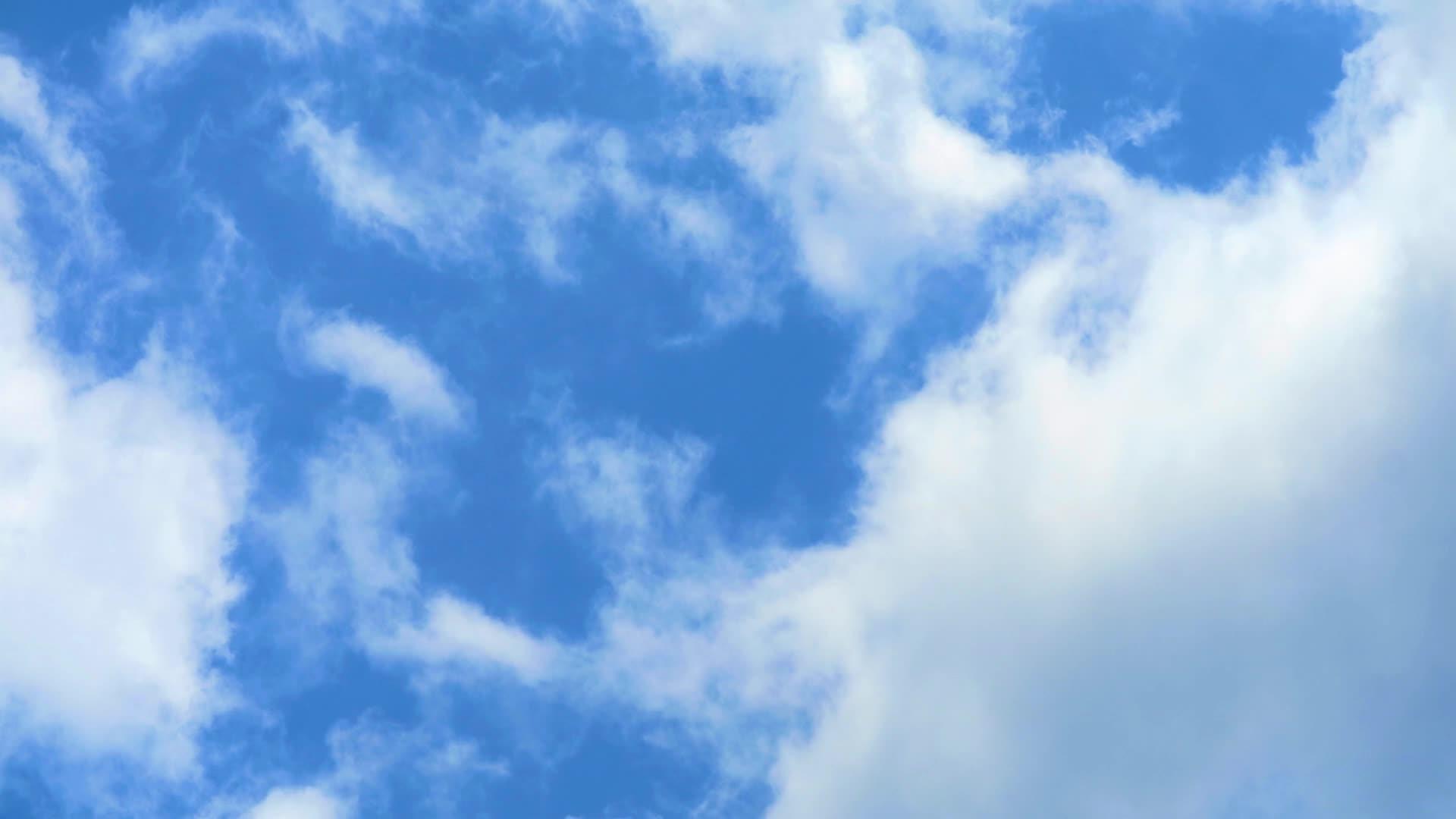 美丽的蓝天在夏天飘动着纯白的云朵视频的预览图