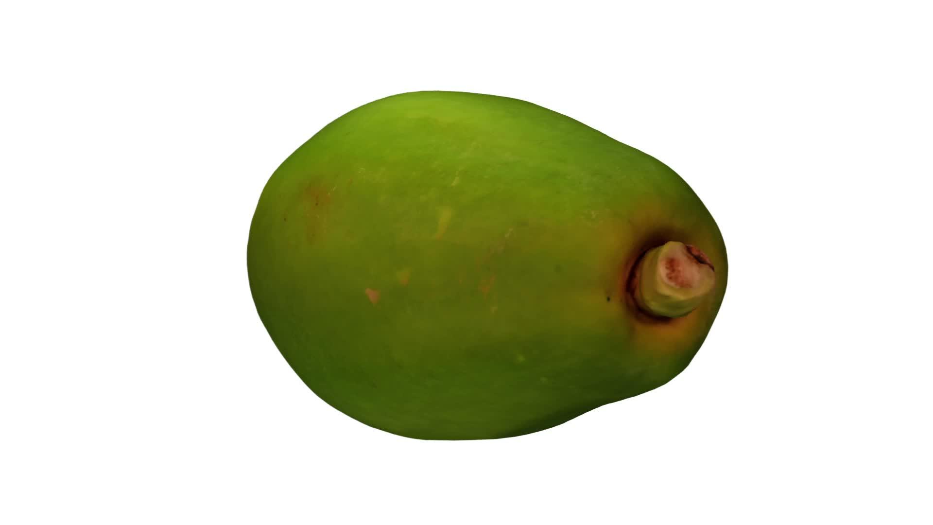 绿色木瓜在白色背景下旋转03a视频的预览图