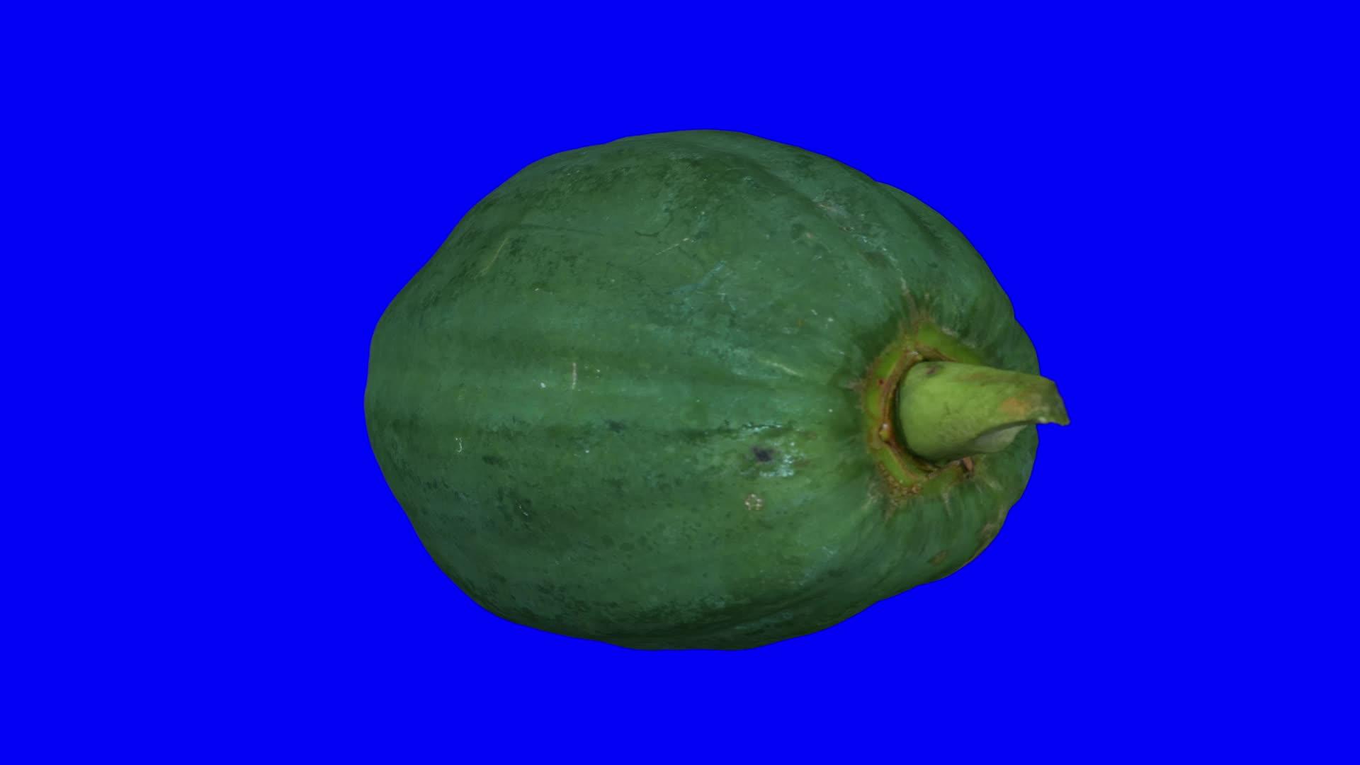 蓝色背景1的绿色木瓜旋转01视频的预览图
