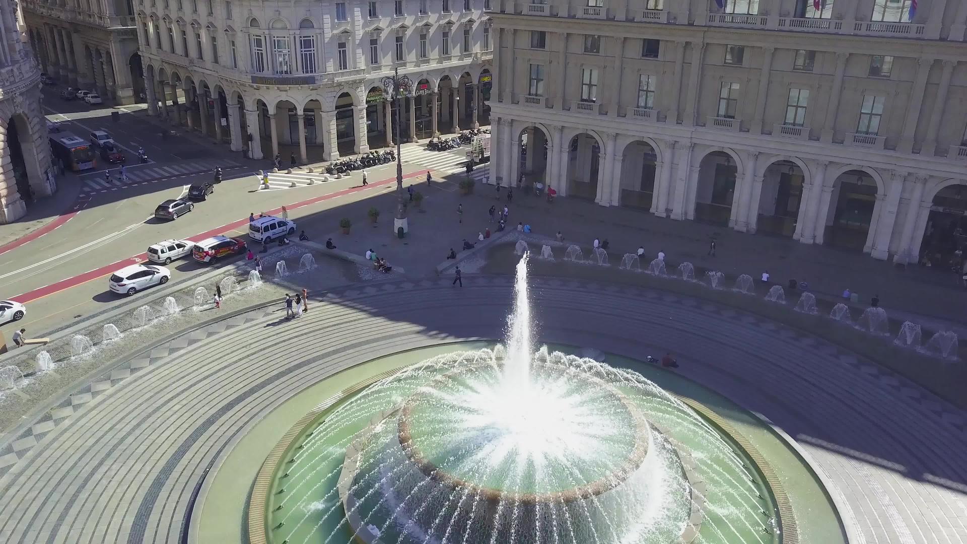 意大利热那亚法拉利广场主广场喷泉视频的预览图