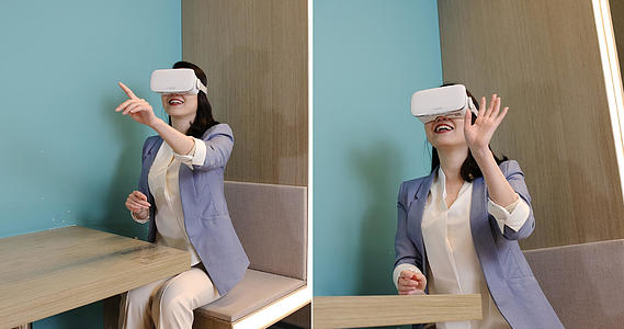 女青年戴VR眼镜视频的预览图