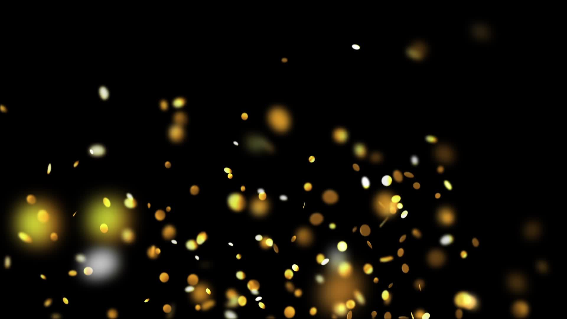 黑色背景的圆形金色表面漂浮着大量的闪光圈视频的预览图