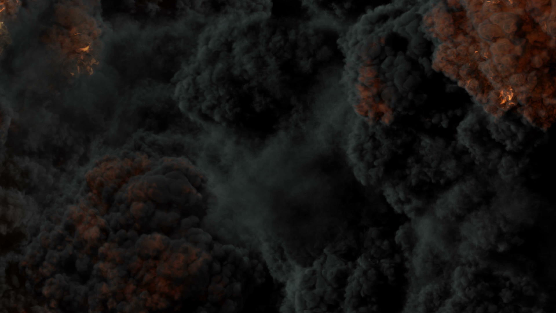 黑色背景4k大规模火灾爆炸的实际计算机图纸视频的预览图